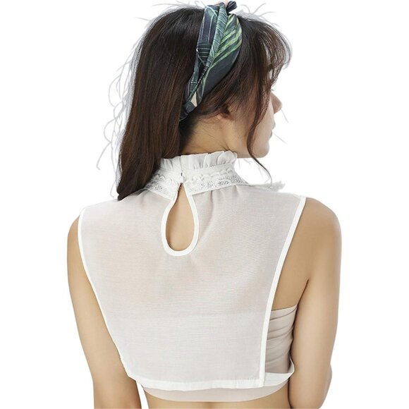 🆕 Women White Dickey Detachable False Collars Blouse Dresses Casual Styles Fits - Picture 2 of 7